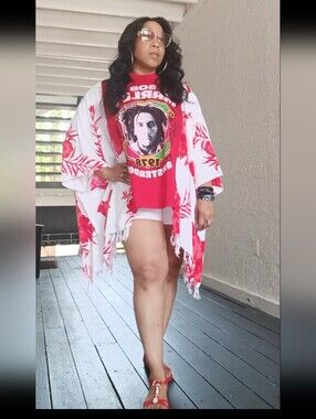 Upcycled Bob Marley Graphic T-Shirt Poncho